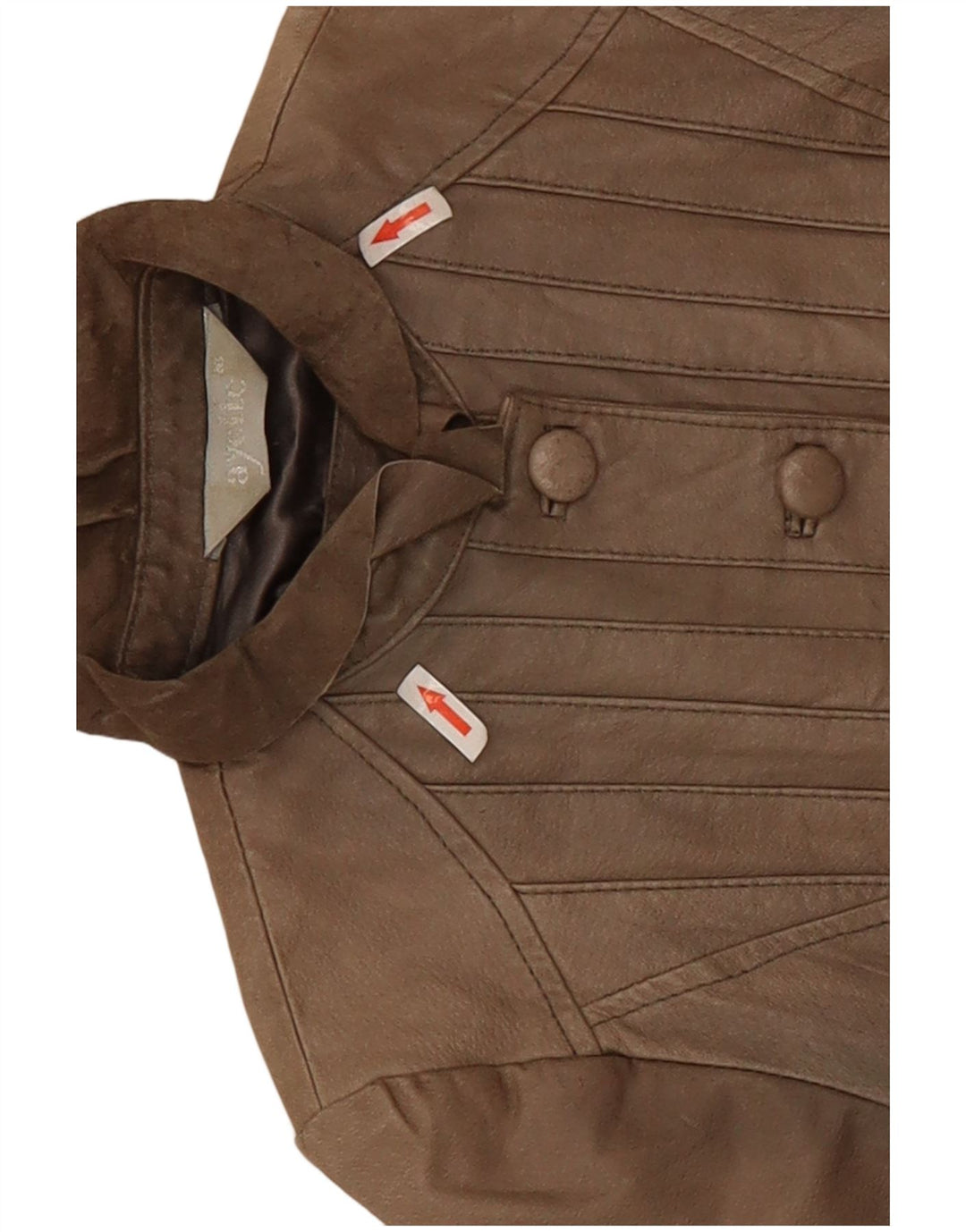 Vintage Damen Crop Lederjacke UK 10 Small Beige