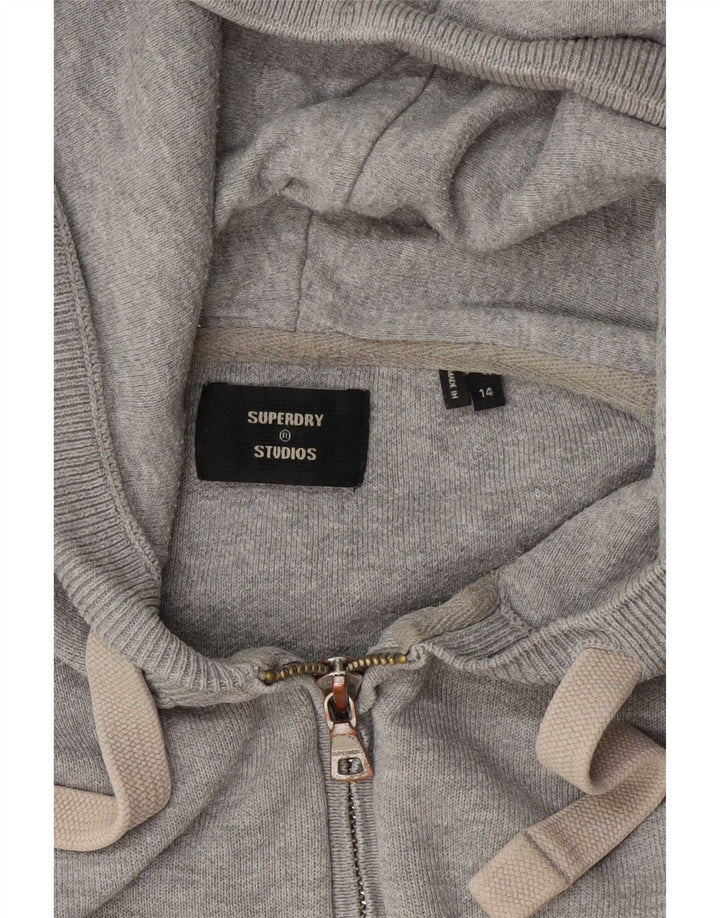 Superdry Damen Zip Hoodie Pullover UK 14 Large Grau