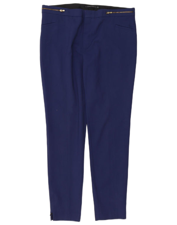 Zara Damen Slim Freizeithose XL W32 L30 Marineblau Baumwolle