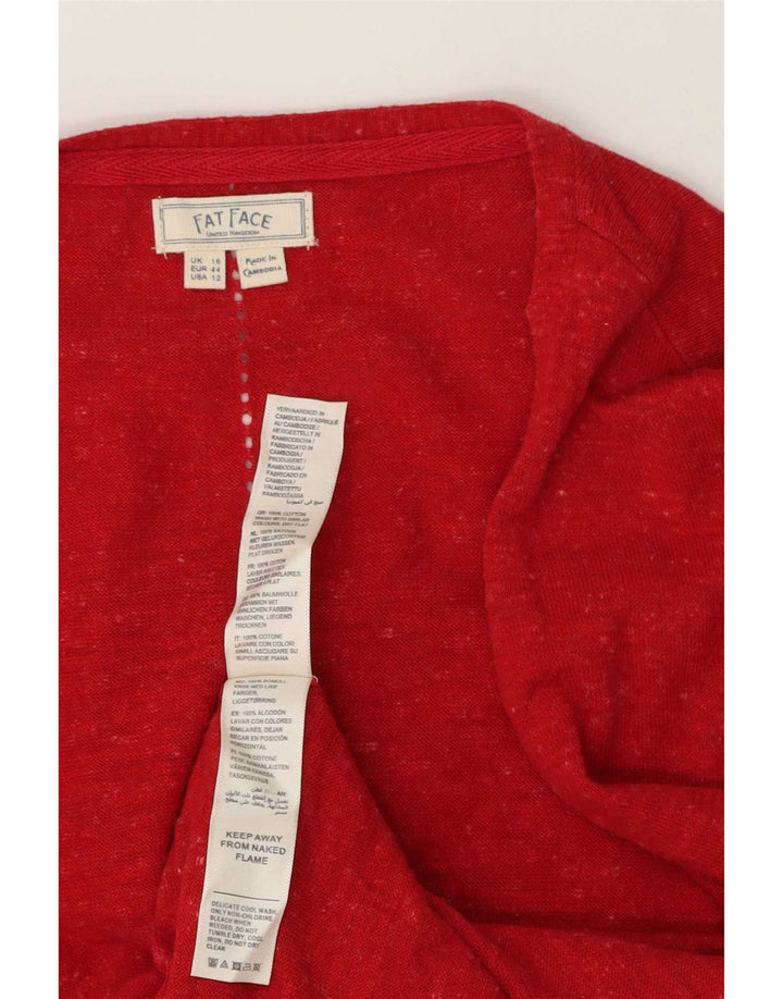 Offener Cardigan für Damen von Fat Face, UK 16, Größe L, Rot, Baumwolle