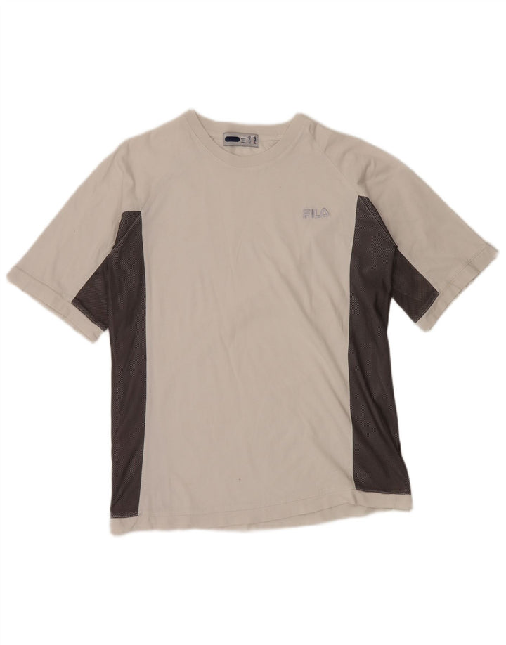 FILA T-Shirt-Oberteil für Jungen, 13–14 Jahre, weiße Colourblock-Baumwolle