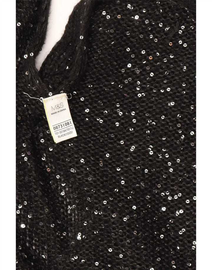 Marks & Spencer Poncho-Pullover für Damen, Einheitsgröße, schwarz geflecktes Acryl