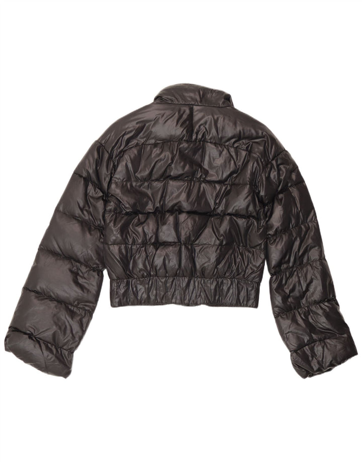 Just Cavalli Damen Crop Hooded Wattierte Jacke IT 42 Medium Schwarz Polyamid