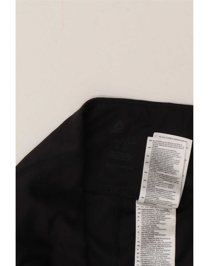 Reebok Damen Leggings UK 8/10 Small Schwarz Polyester