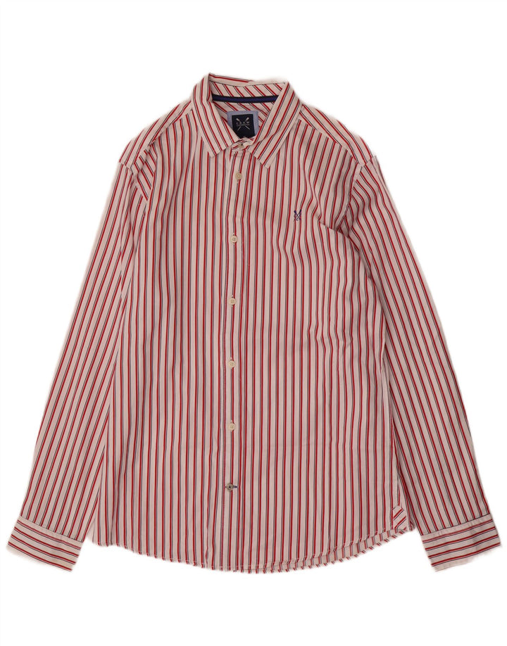 Crew Clothing Herrenhemd aus mittelroter, gestreifter Baumwolle