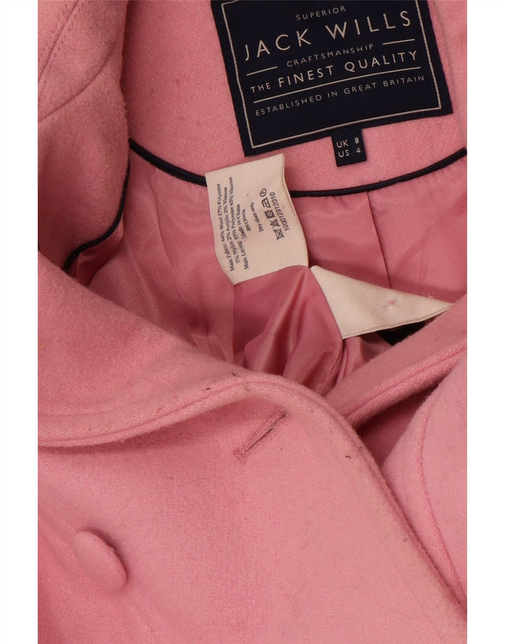 JACK WILLS Damen Zweireihiger Mantel UK 8 Small Rosa Wolle