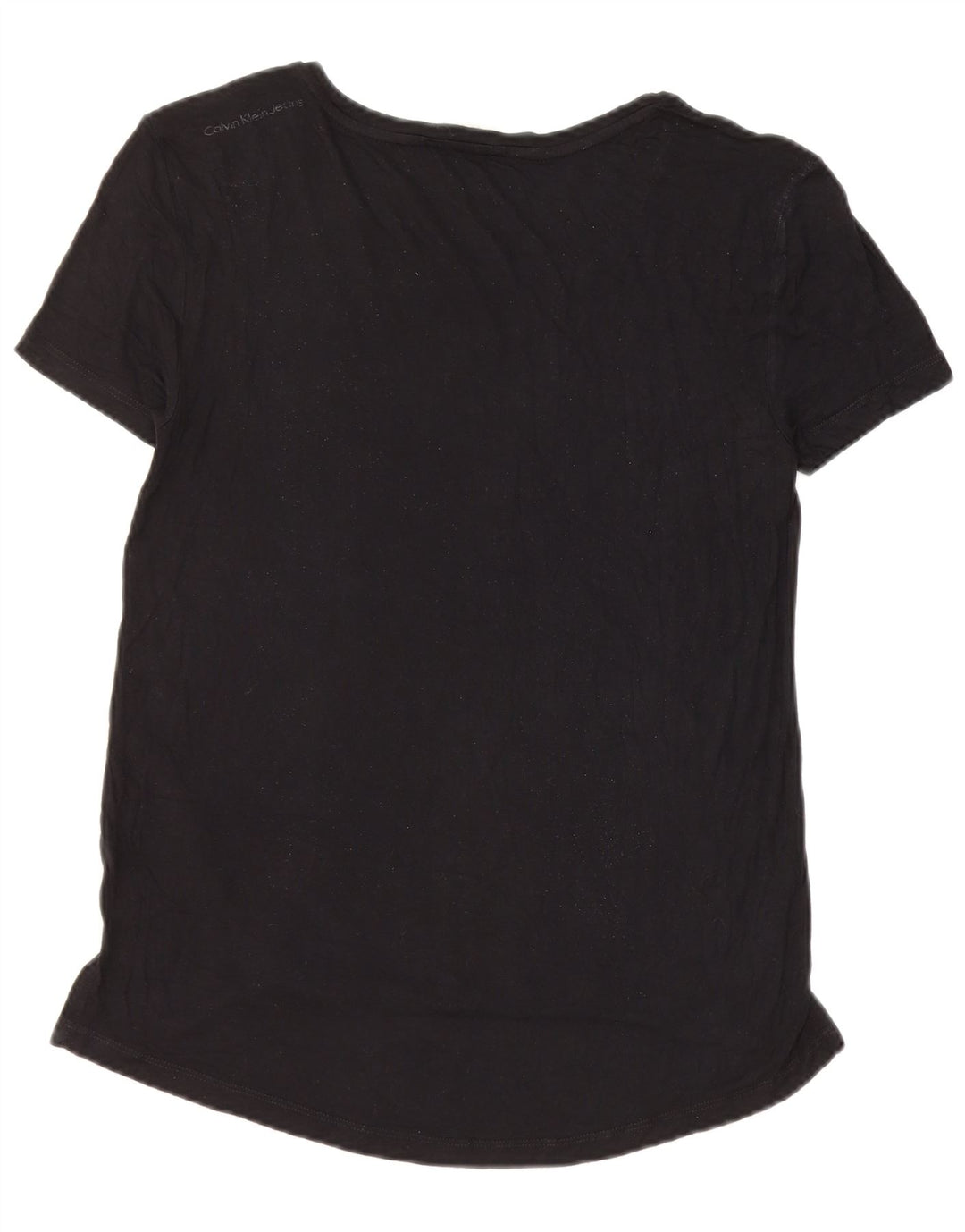 Calvin Klein Damen Grafik-T-Shirt Top UK 10 Small Schwarz Viskose