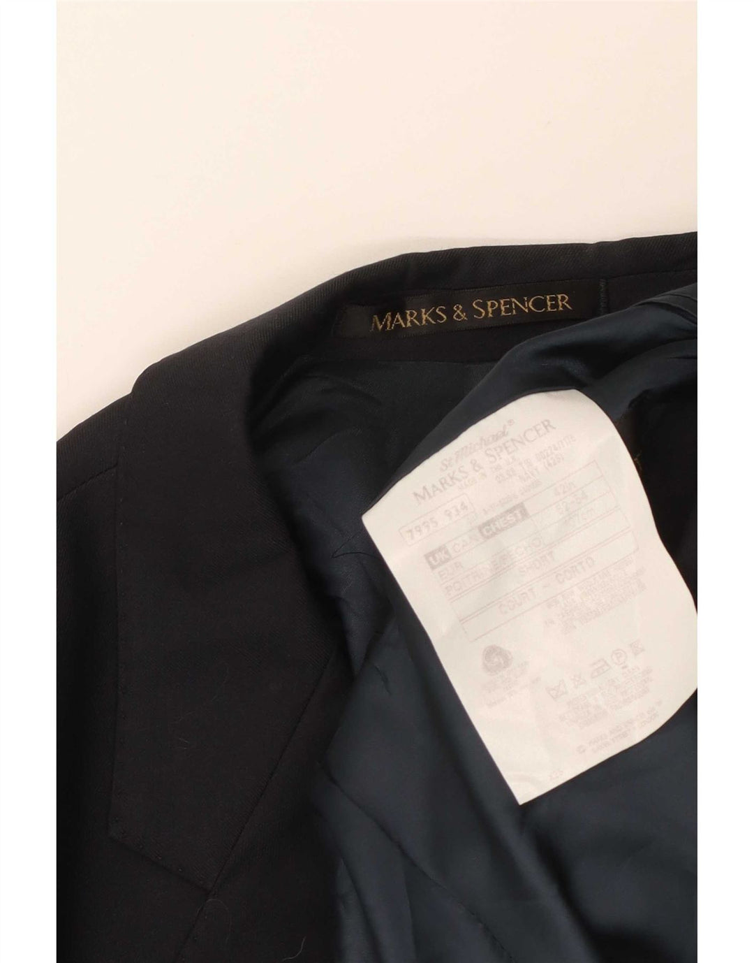 Marks & Spencer Herren-Blazer, kurz, 2 Knöpfe, groß, marineblau, Wolle