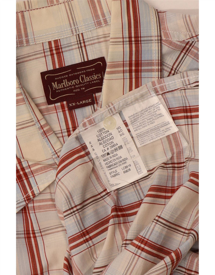 Marlboro Classics Herren-Kurzarmhemd 2XL aus weiß karierter Baumwolle