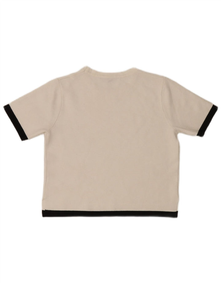 Zara Damen Crop T-Shirt Top UK 12 Mittelweiß Farbblock