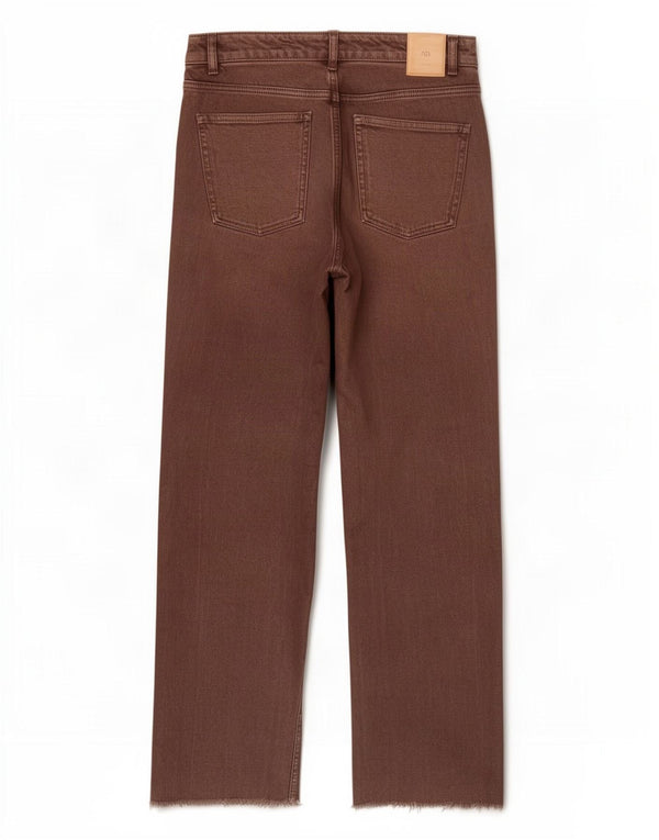 Zara Damen Straight Jeans EU 38 Small W28 L29 Braune Baumwolle