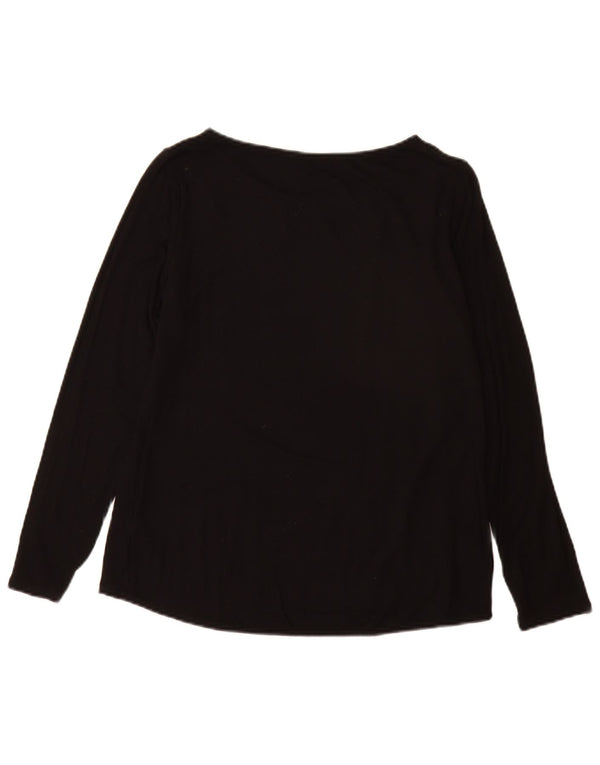 Marks & Spencer Damen Top Langarm UK 12 Medium Schwarz Viskose