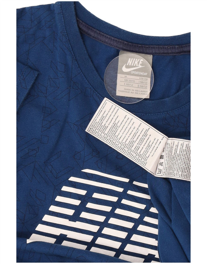 Nike Herren Air Graphic T-Shirt-Oberteil aus mittelblauer, geometrischer Baumwolle
