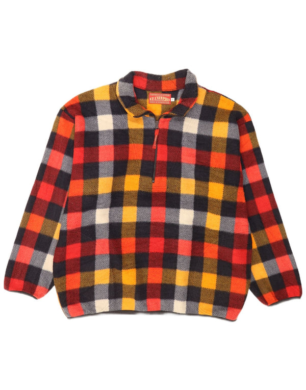 El Charro Herren-Fleecepullover mit Reißverschluss, XL, mehrfarbig, kariert, Polyester