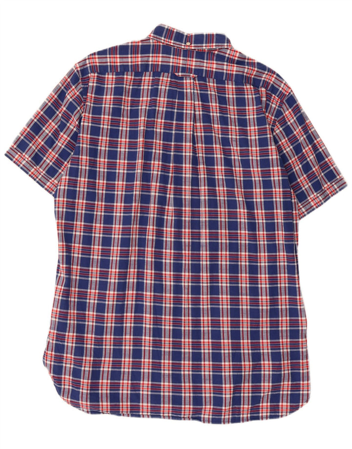 Gant Herren-Hemd mit normaler Passform, kurzärmelig, groß, marineblau, kariert, Baumwolle