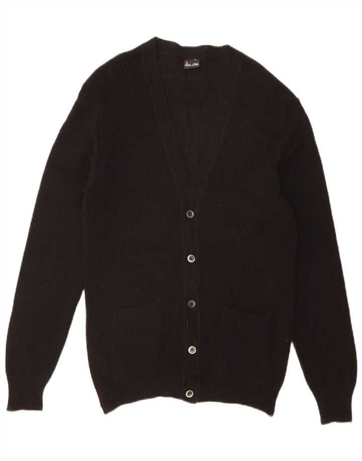 Vintage Herren Cardigan Pullover Klein Schwarz Acryl