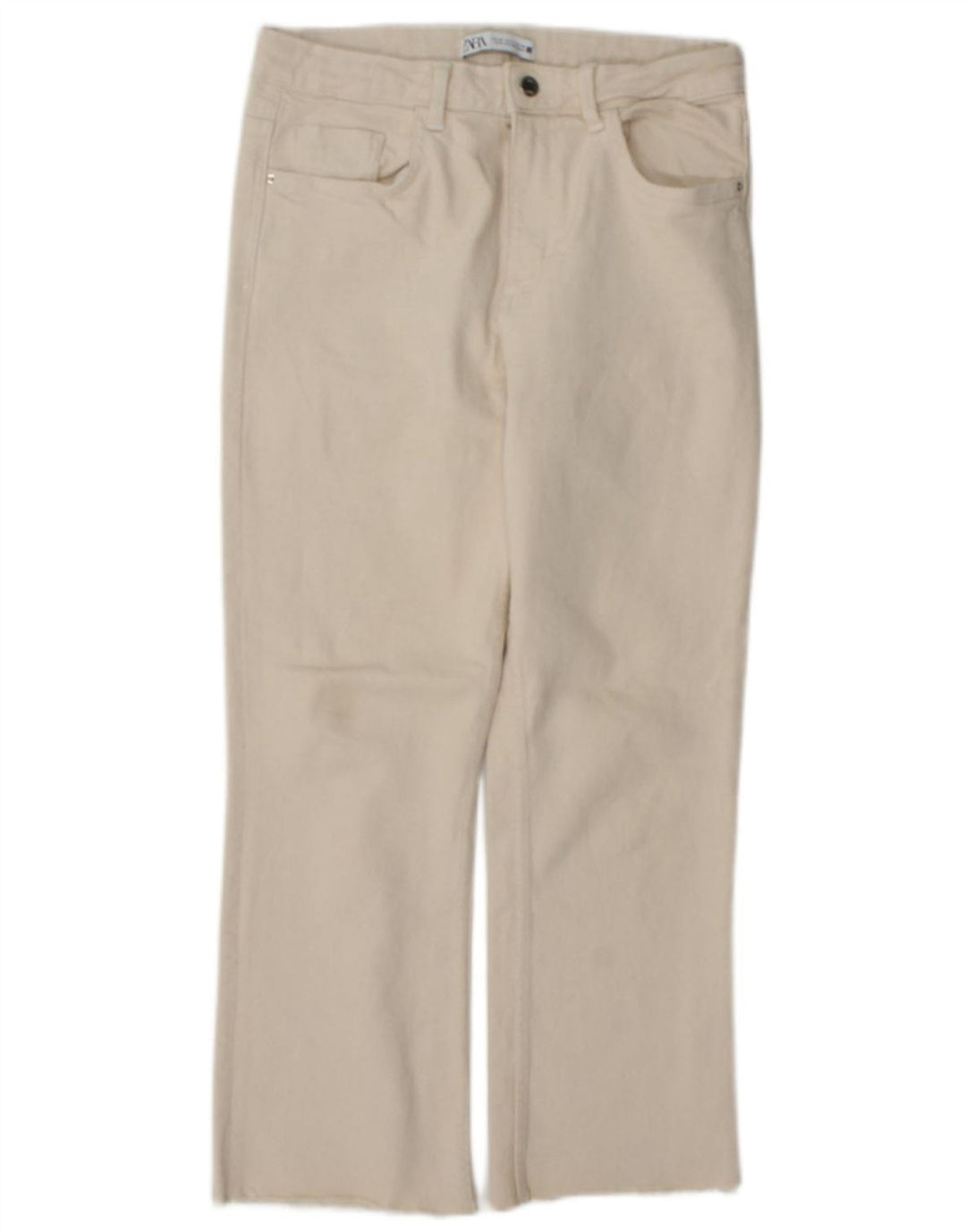 Zara Damen Straight Jeans EU 40 Medium W30 L26 Beige Baumwolle