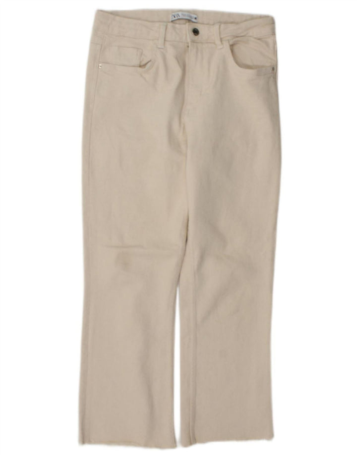 Zara Damen Straight Jeans EU 40 Medium W30 L26 Beige Baumwolle