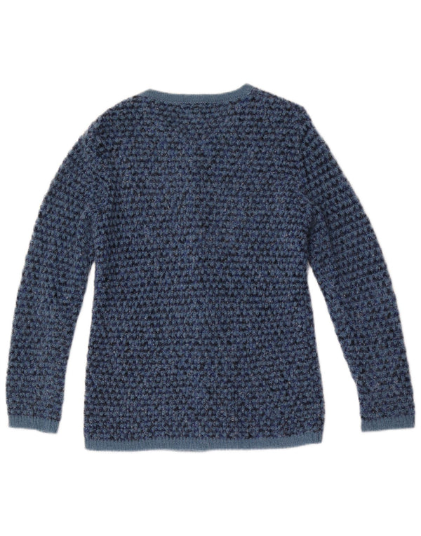 Linea Cinque Damen-Cardigan-Pullover UK 12 Mittelblau geflecktes Mohair