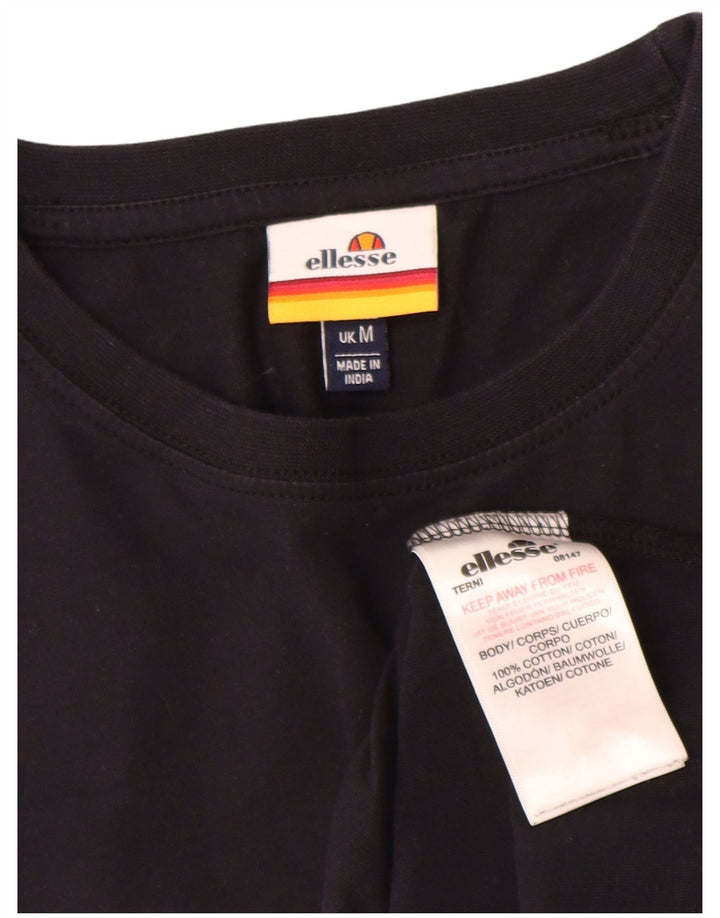 Ellesse Herren-Grafik-T-Shirt-Oberteil aus mittelschwarzer Baumwolle