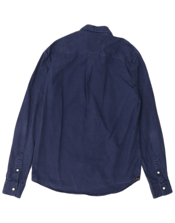 Superdry Herren-Hemd mit moderner klassischer Passform, mittelmarineblaue Baumwolle
