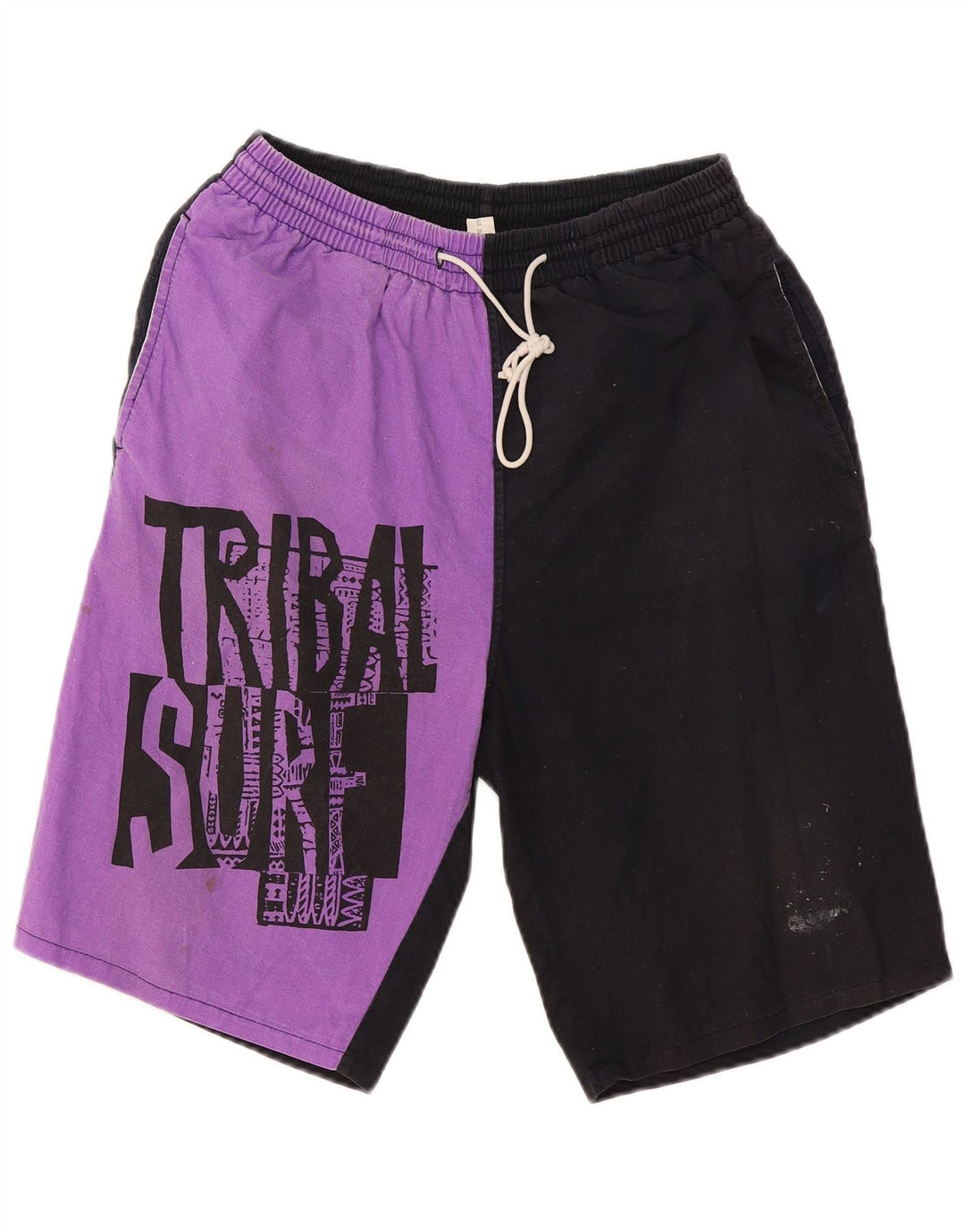 VINTAGE Mens Graphic Sport Shorts Medium  Black Colourblock Cotton Vintage Vintage and Second-Hand Vintage from Messina Hembry 