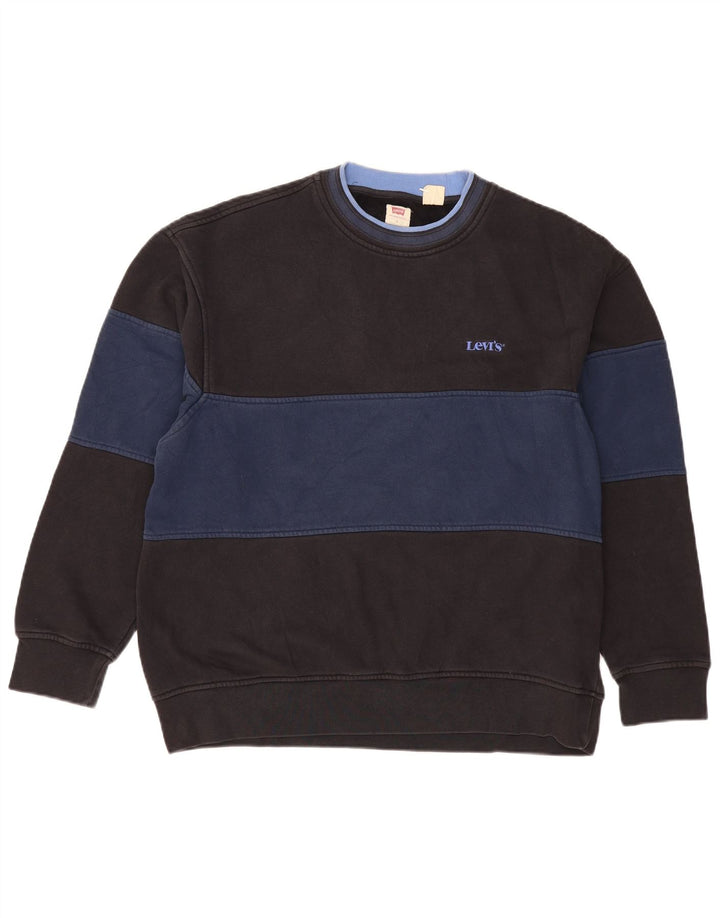LEVI'S Herren-Sweatshirt-Pullover, groß, schwarze Colourblock-Baumwolle