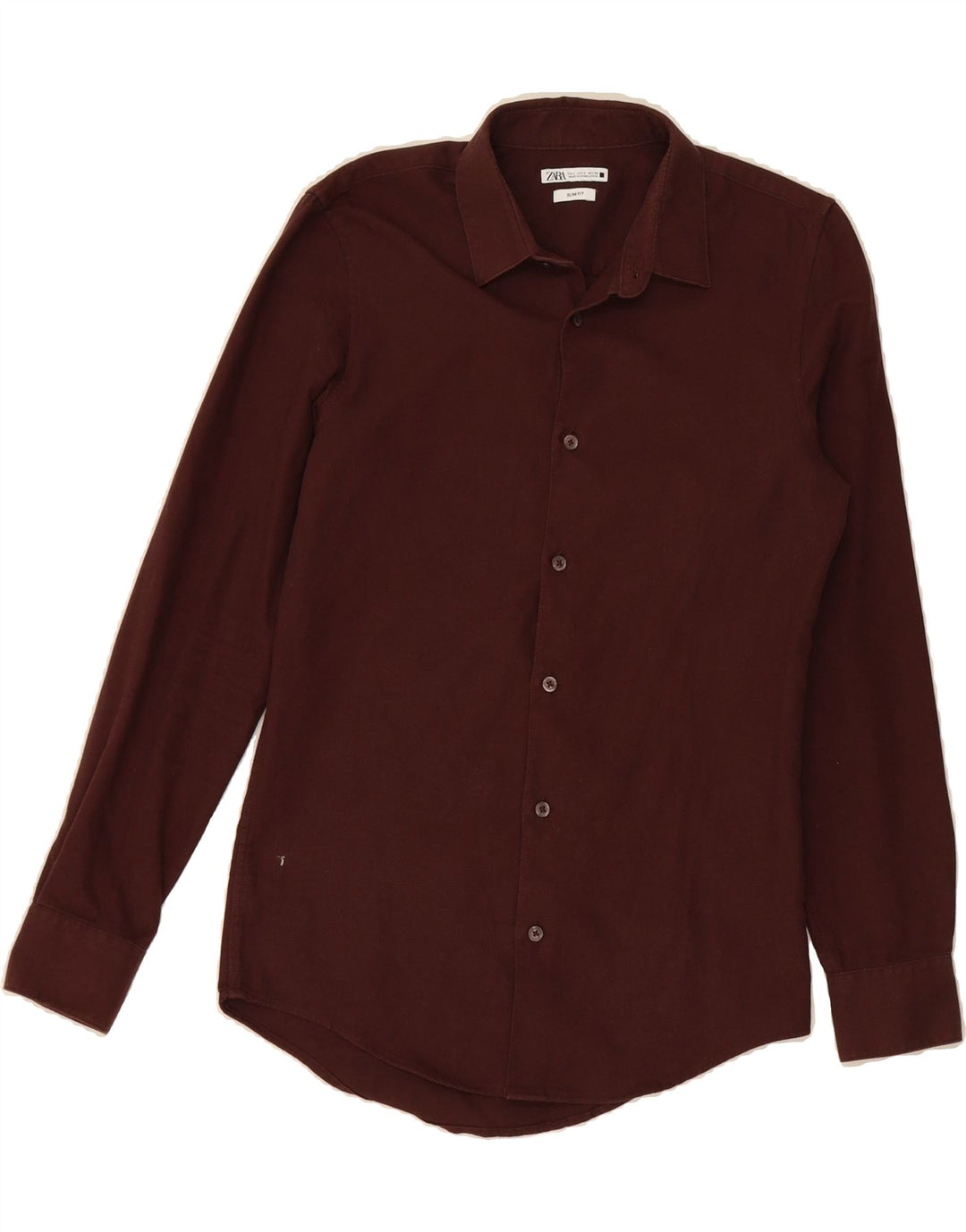 ZARA Mens Slim Fit Shirt Small Burgundy Check Cotton Vintage Zara and Second-Hand Zara from Messina Hembry 