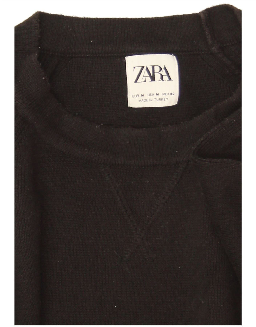 Zara Damen-Pullover, übergroß, Rundhalsausschnitt, Gr. 14, mittelschwarz, Baumwolle