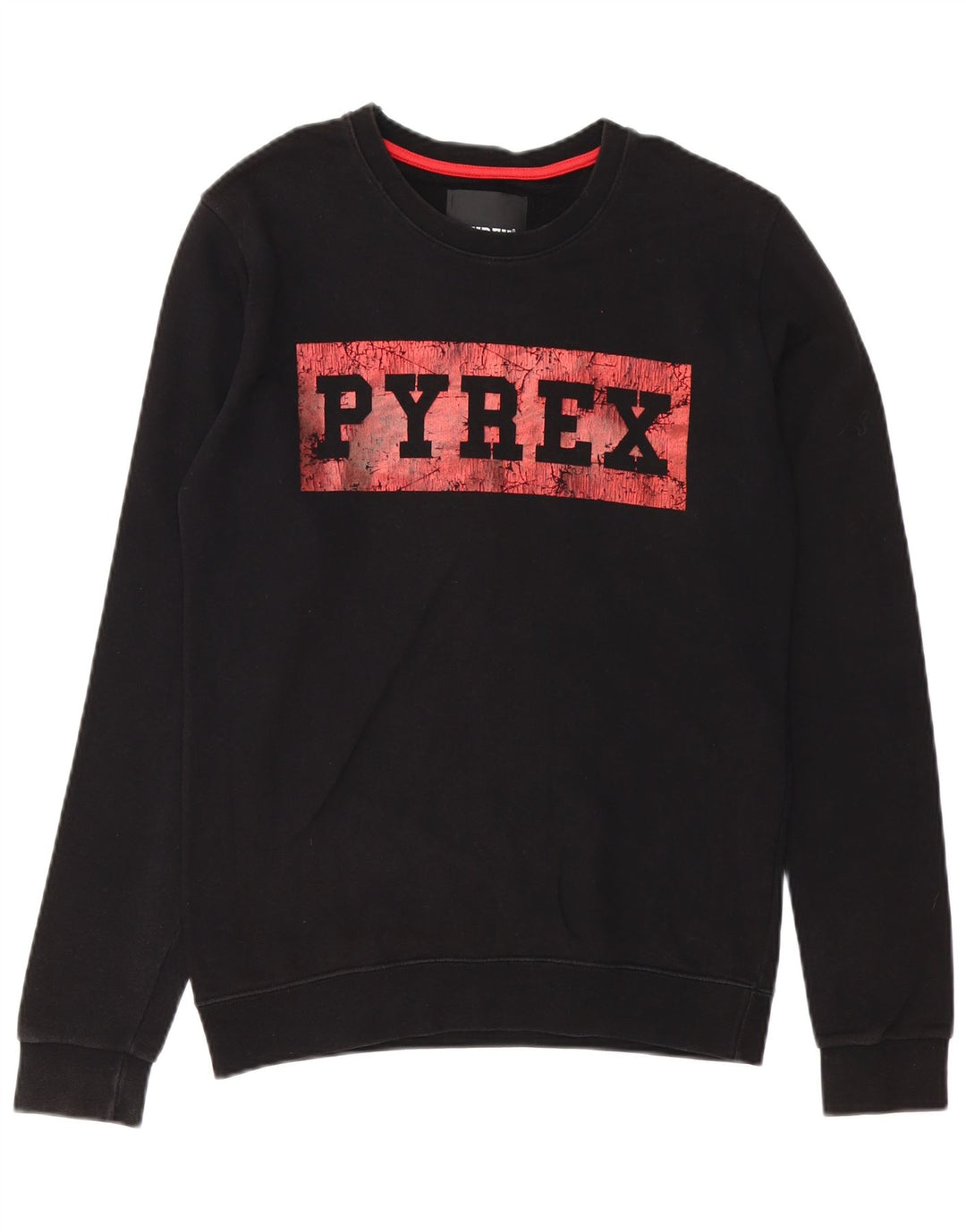 Pyrex Herren-Sweatshirt mit Grafik, Größe S, schwarze Baumwolle