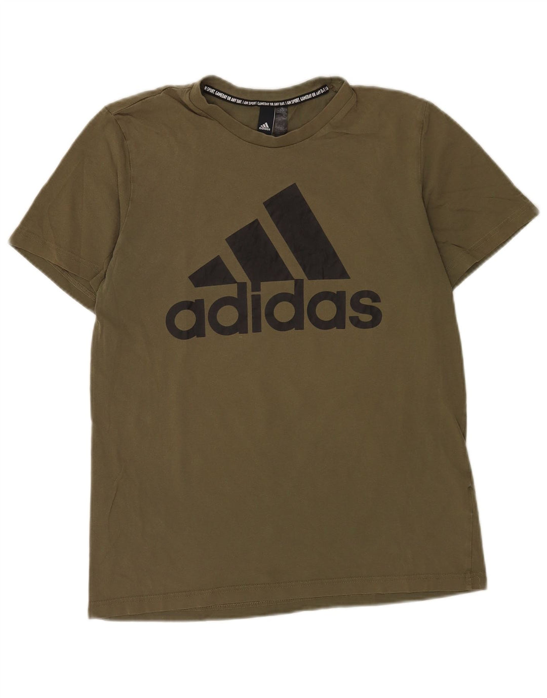 Adidas Herren Grafik-T-Shirt-Oberteil aus mittlerer Khaki-Baumwolle