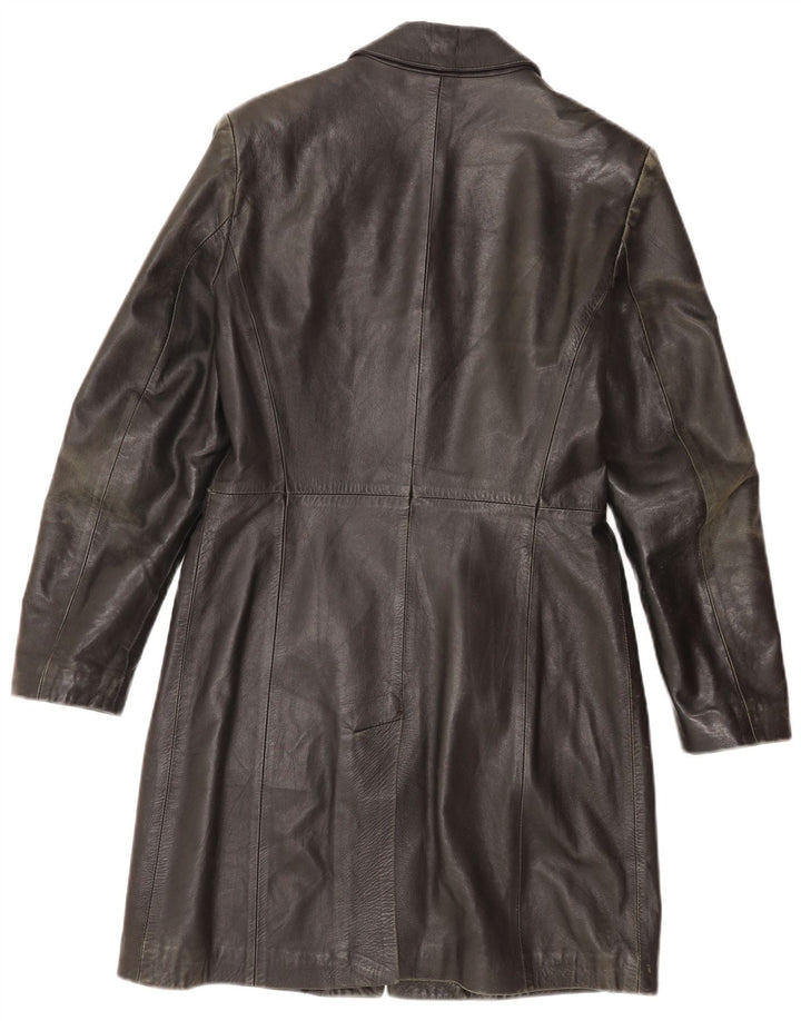 Vintage Damen Ledermantel IT 42 Mittelschwarzes Leder