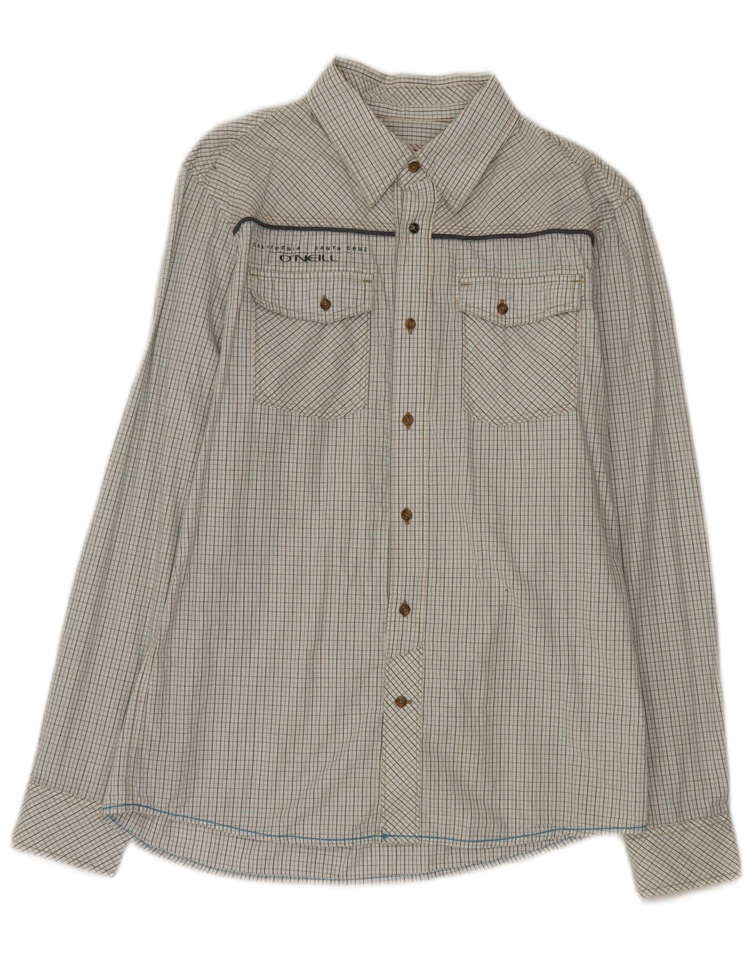 O'Neill Herren-Grafik-Slim-Fit-Hemd aus mittelblau karierter Baumwolle