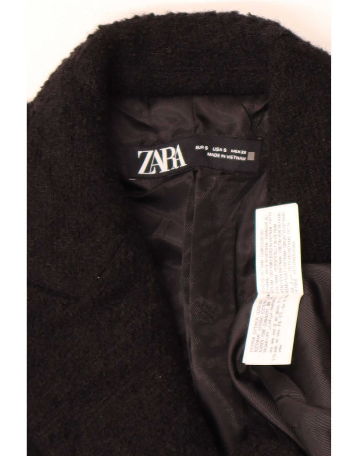 Zara Damen Longline Zweireiher Blazer Jacke UK 10 Small Schwarz