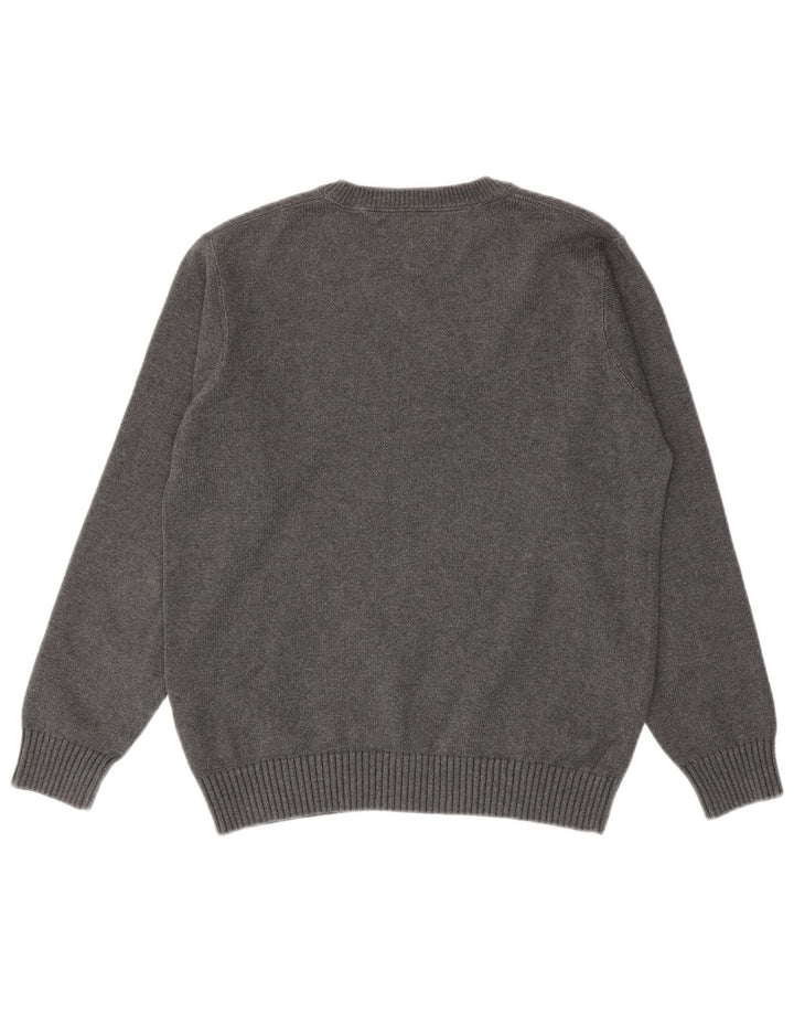 Tommy Hilfiger Herren-Pullover mit Rundhalsausschnitt, mittelgraue Baumwolle