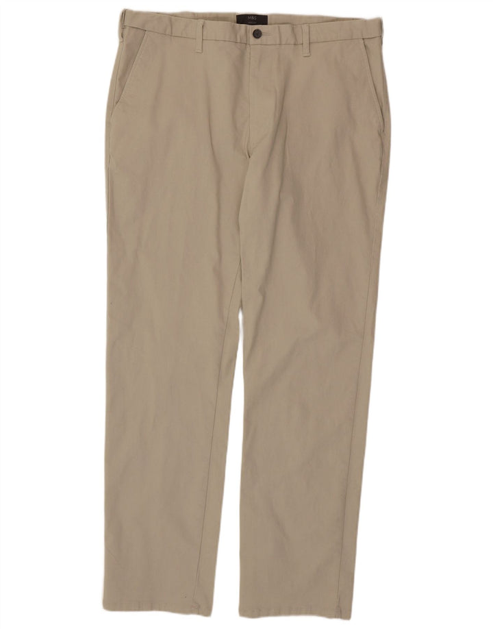 MARKS & SPENCER Herren gerade Chinohose W38 L33 Beige Baumwolle