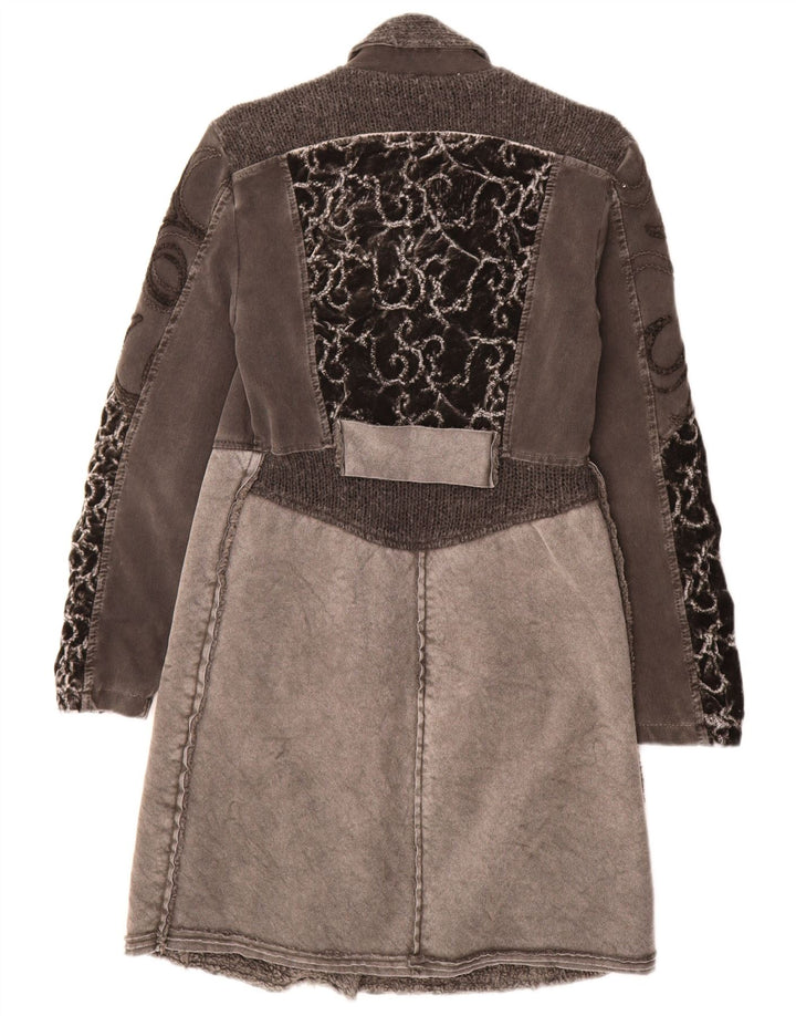 Elisa Cavaletti Damen Mantel UK 10 Small Grey Paisley