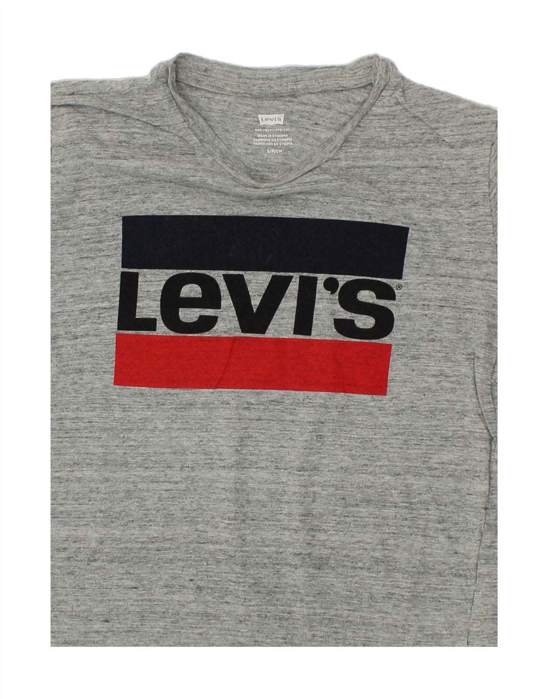 LEVI'S Womens Graphic T-Shirt Top UK 10 Small Grey Flecked Vintage Levi's and Second-Hand Levi's from Messina Hembry 