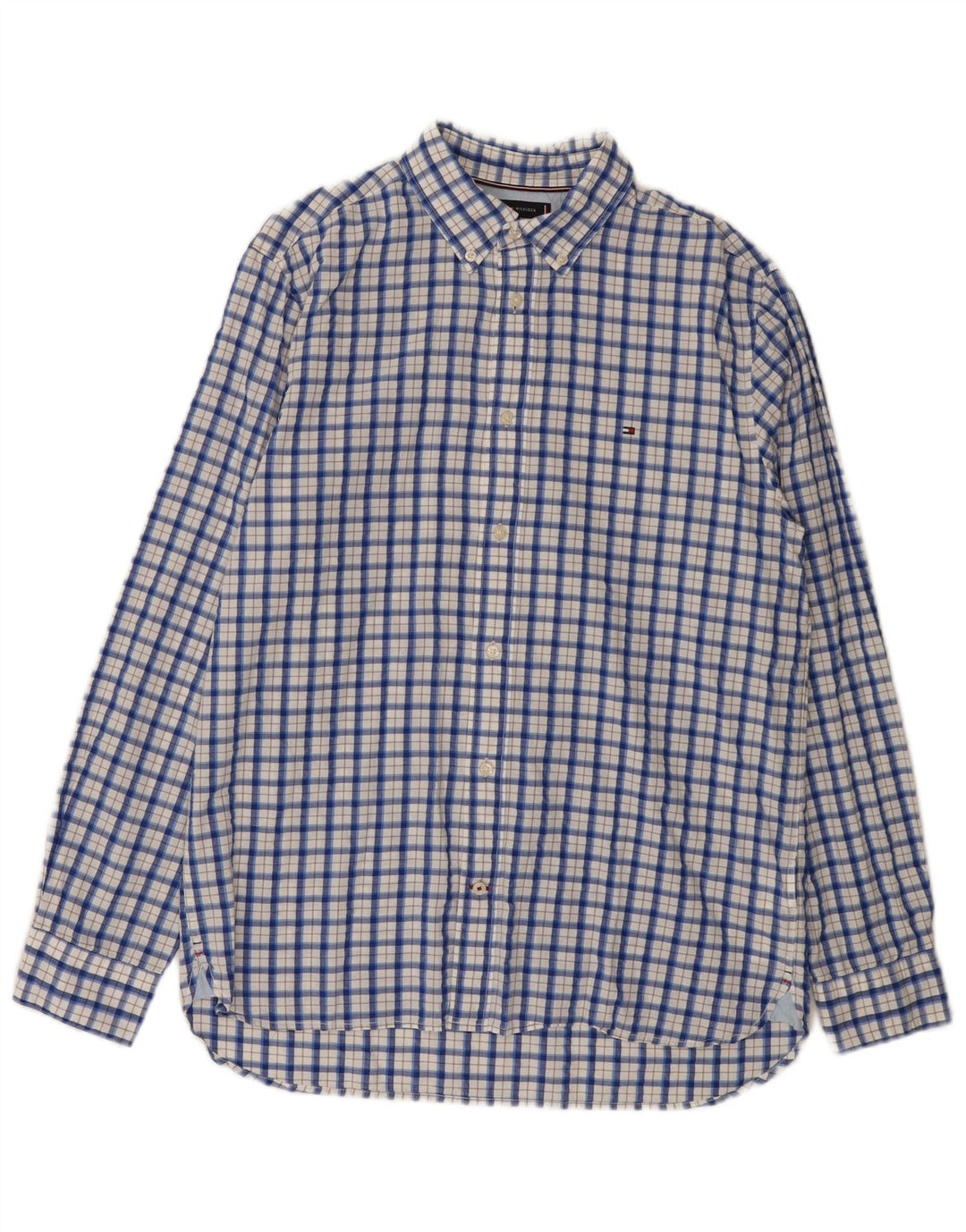 Tommy Hilfiger Herren-Hemd mit normaler Passform, groß, blau kariert, Baumwolle