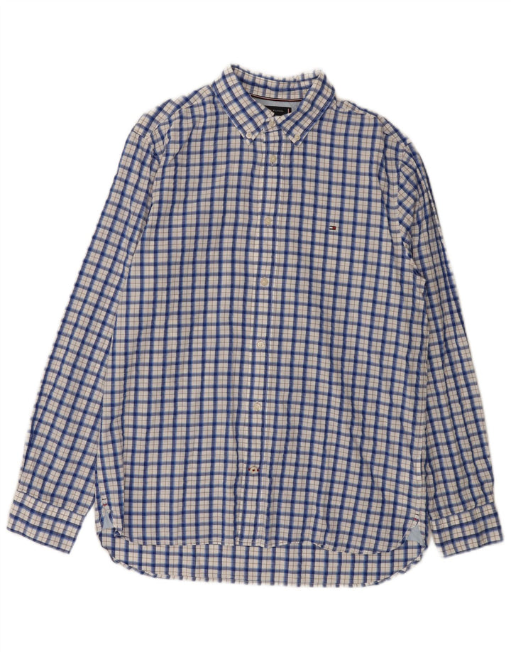Tommy Hilfiger Herren-Hemd mit normaler Passform, groß, blau kariert, Baumwolle