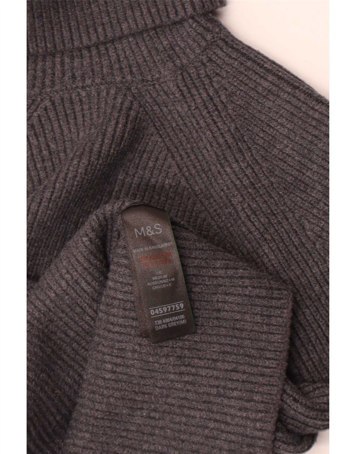 Marks & Spencer Damen Crop Rollkragenpullover Pullover UK 12 Mittelgrau