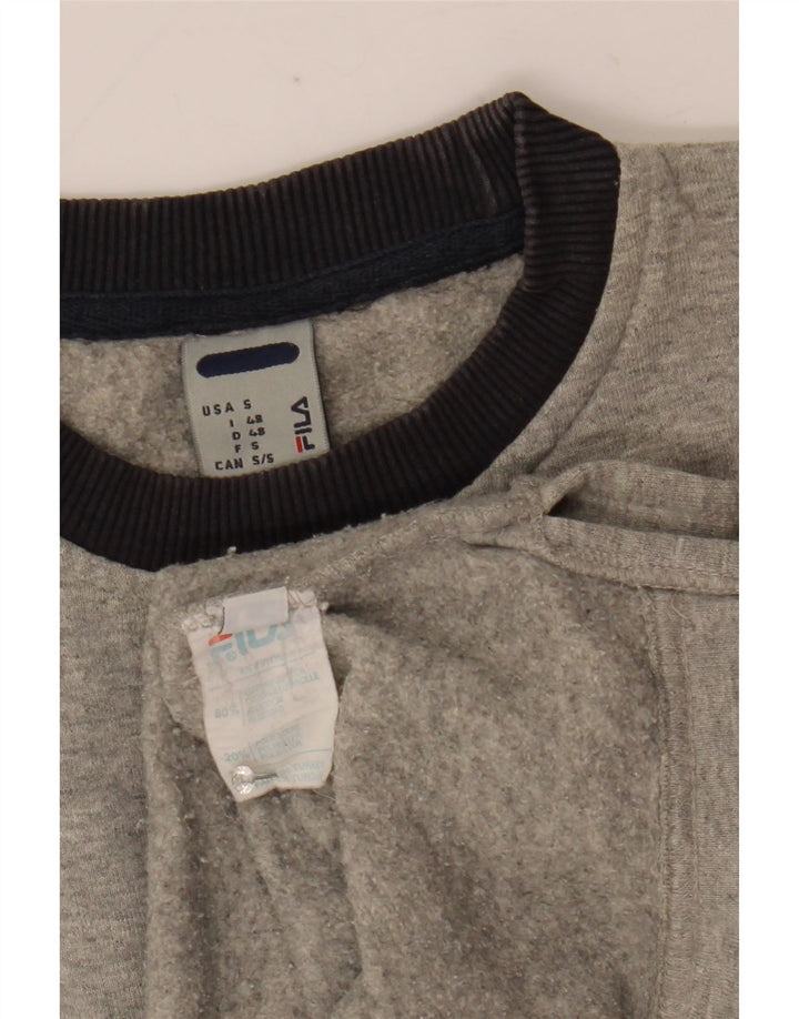 Fila Herren Grafik-Sweatshirt-Pullover IT 48 Mittelgrau gefleckte Baumwolle