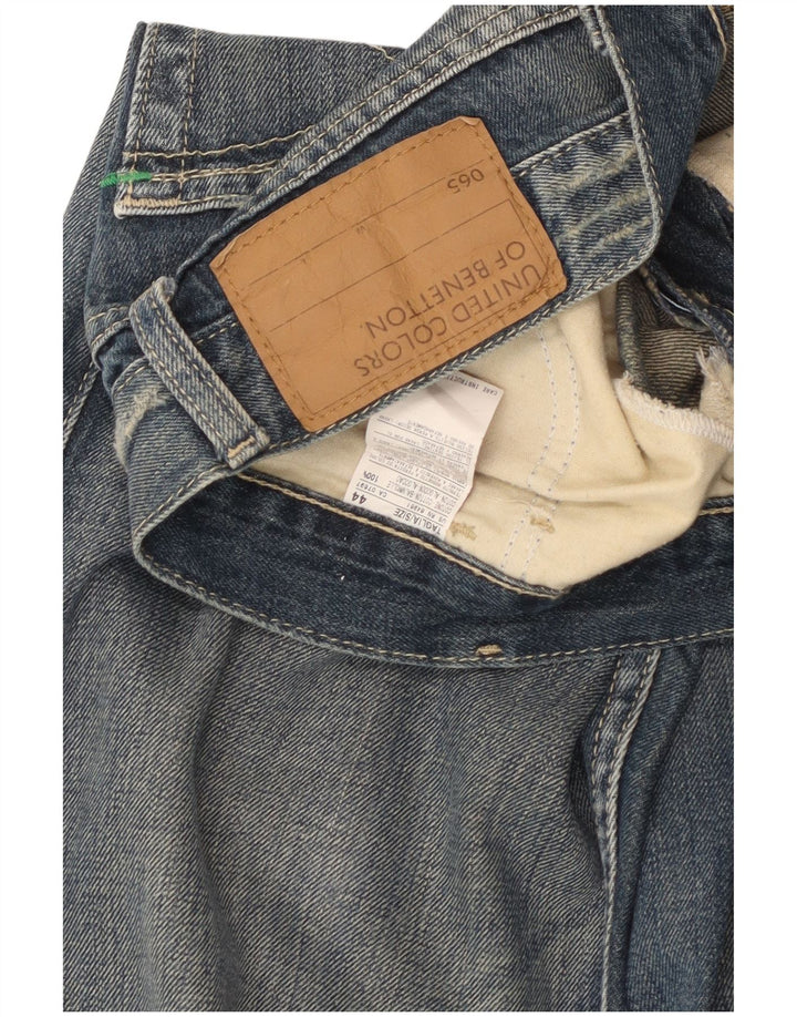 Benetton Damen Distressed Bootcut Jeans IT 44 Medium W30 L33 Blaue Baumwolle