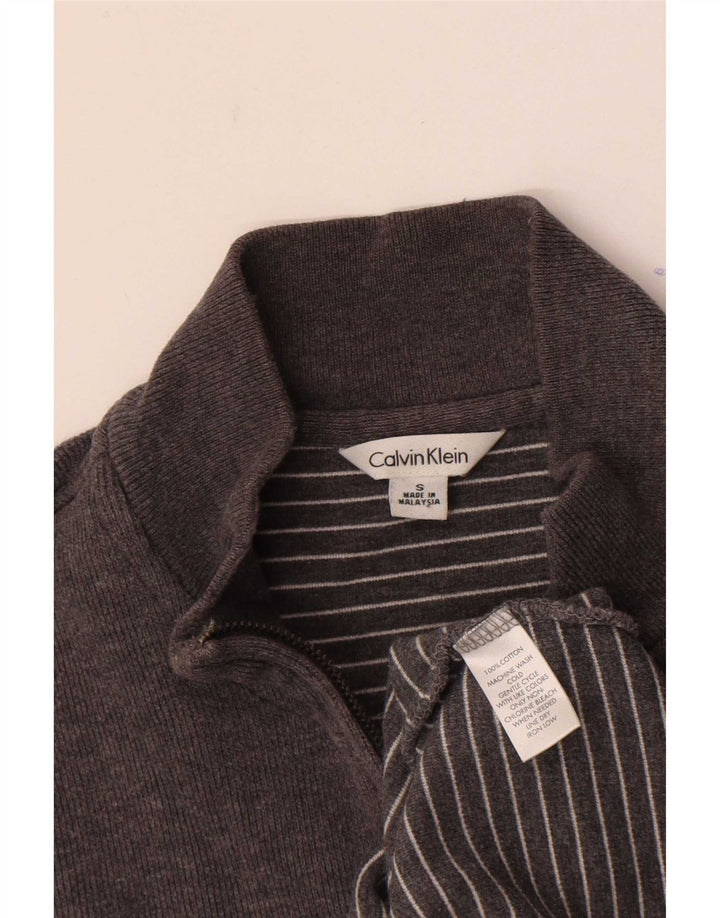 Calvin Klein Herren-Sweatshirt mit Reißverschluss am Hals, kleine graue Baumwolle