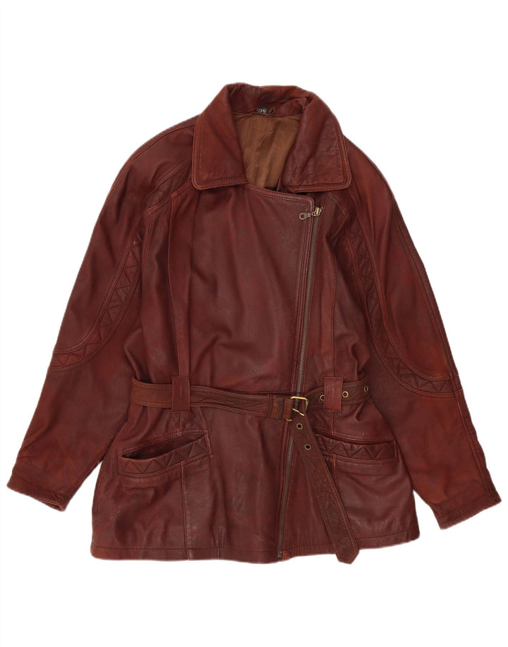 C&A Damen New Fast Übergroße Lederjacke EU 34 XS Braunes Leder