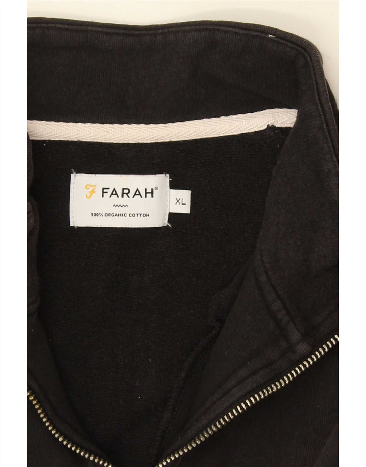Farah Herren-Sweatshirt mit Reißverschluss, XL, Baumwolle, Schwarz