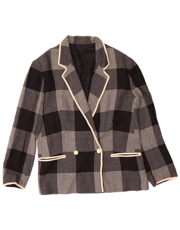 Vintage Damen Zweireiher Blazer Jacke UK 14 Medium Black Houndstooth