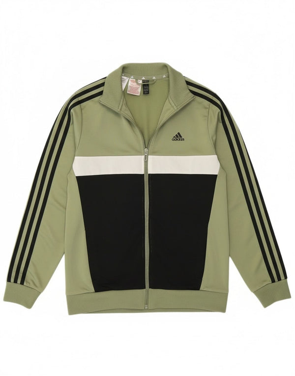 Adidas Jungen-Trainingsanzug-Top-Jacke, 13–14 Jahre, grün, Farbblock-Sport