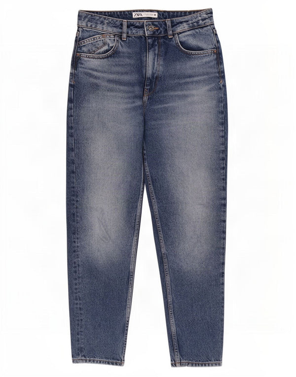 Zara Damen High Rise Tapered Jeans EU 38 Small W28 L28 Blaue Baumwolle