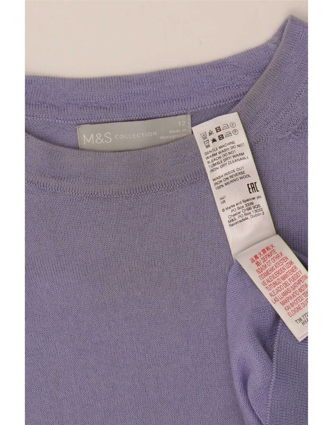 Marks & Spencer Damen-Pullover mit U-Boot-Ausschnitt, Gr. 12, Mittelblau